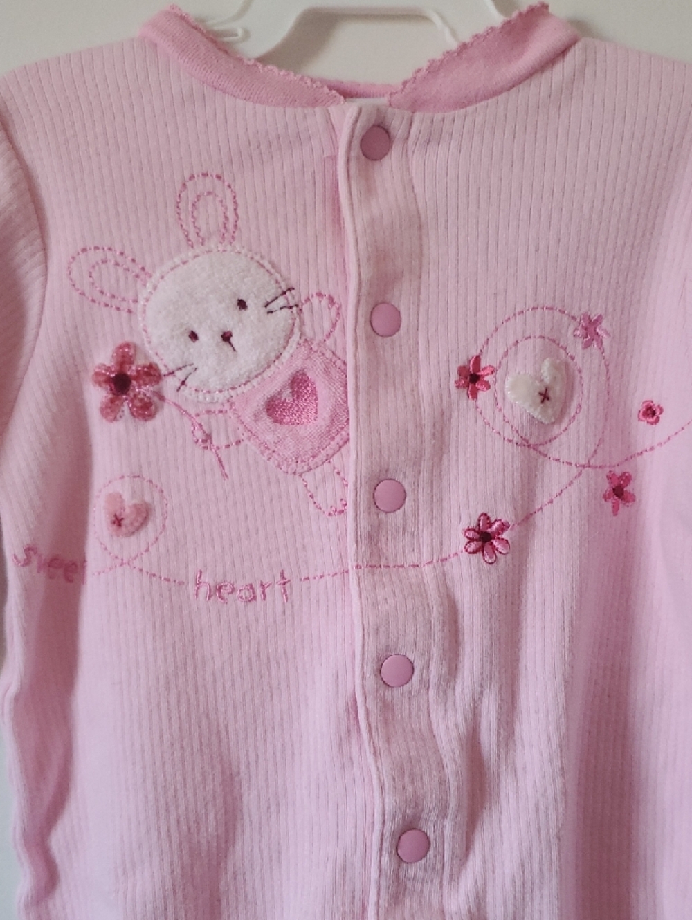 Carter's Embroidered Sweet Pink Bunny Footed Sleeper Baby Girl Size 6 Months - Picture 2 of 5